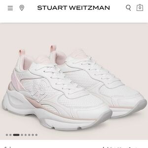 Stuart Weitzman White and Pink Sneakers